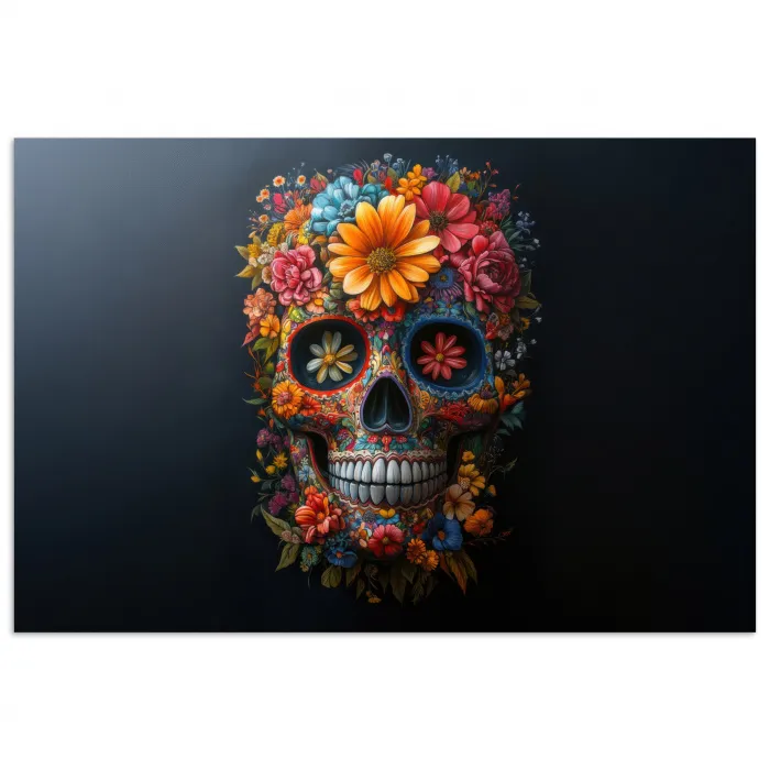 Bloemen - Kleurrijk - Schedel poster papier klein -3d