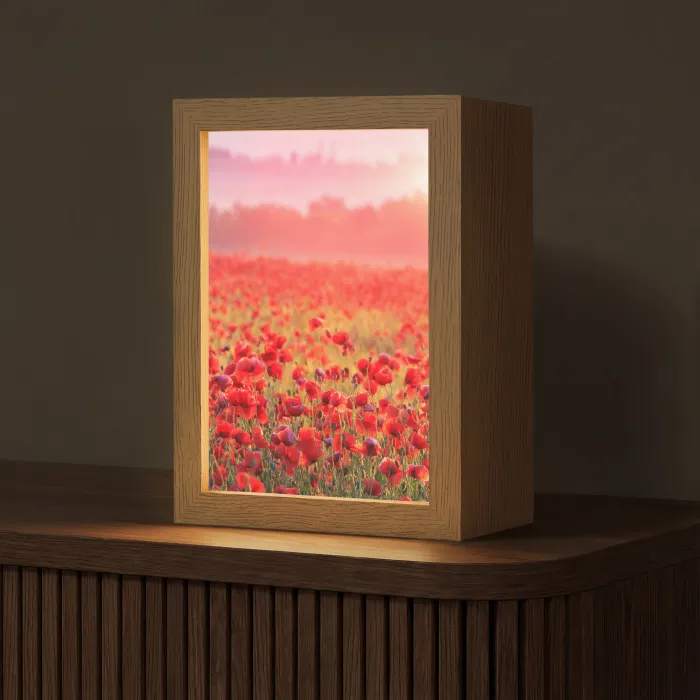 Bloemen - Klaprozen - Rood - Bloemenveld Light Box met kabel (Tafellamp) klein -z3d_website