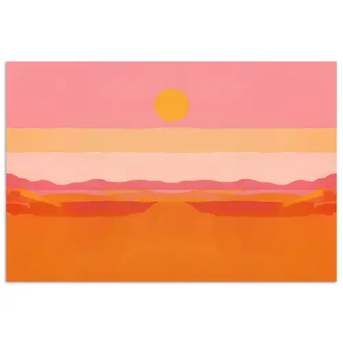 Zon - Abstract - Landschap - Oranje poster papier klein -3d
