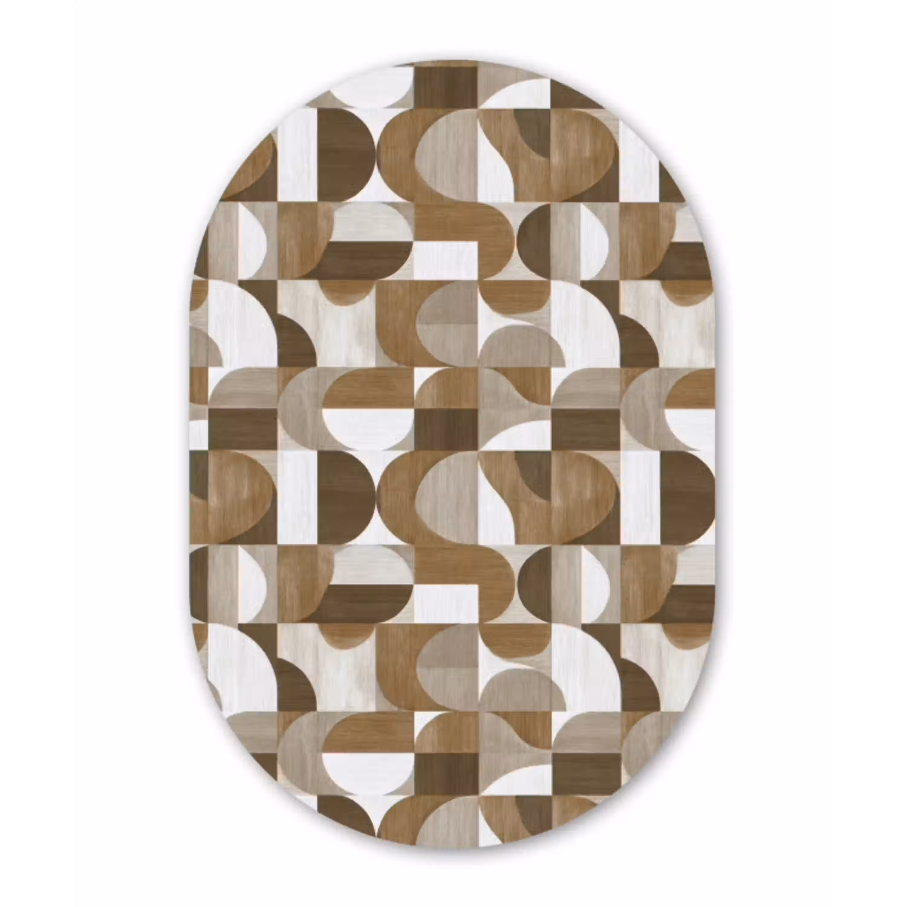 Abstract - Retro - Bruin Wandcirkel Ovaal Aluminium middel 839 -3d