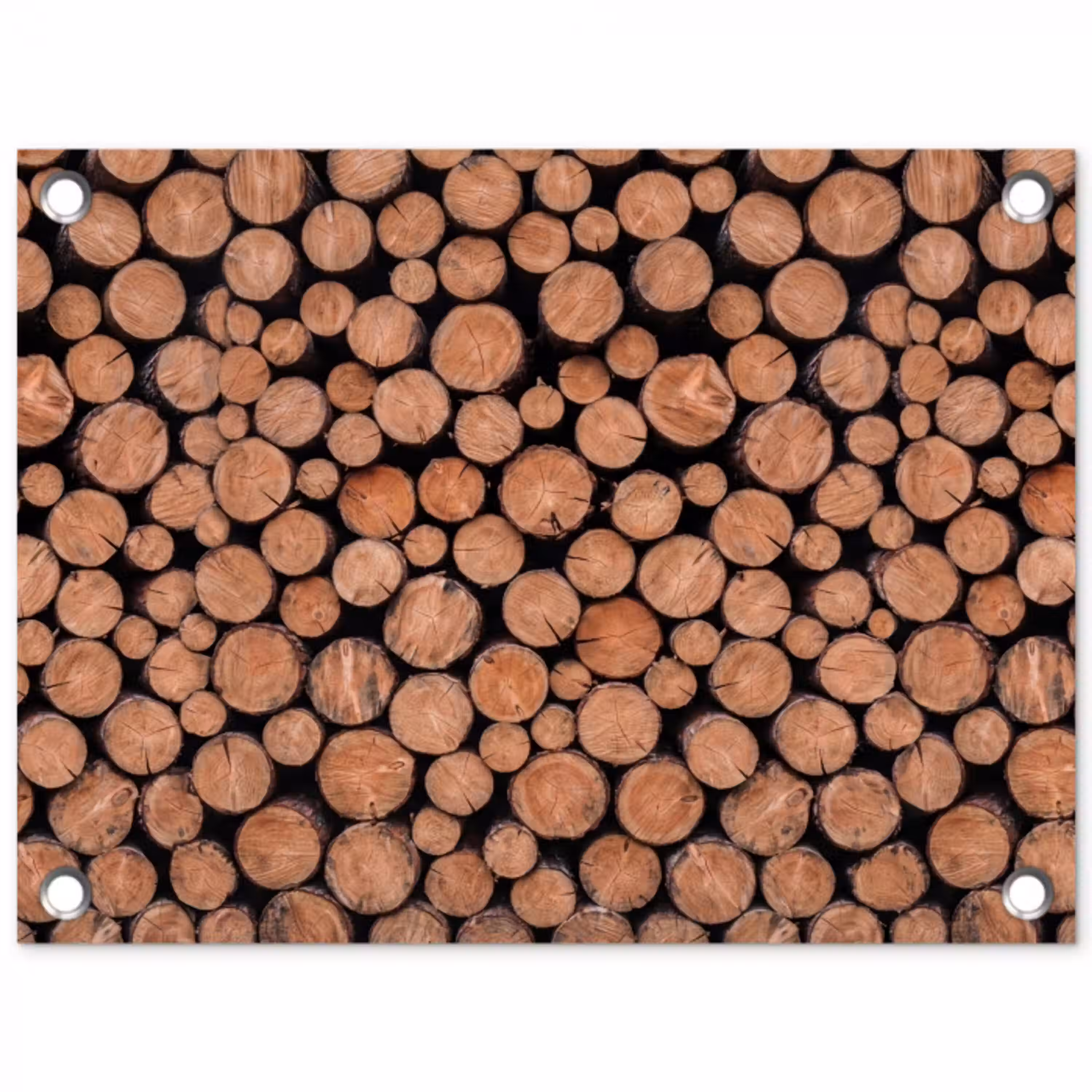 Houtblokken - Textuur - Patroon - Bruin - Rustiek tuinposter los doek klein -3d