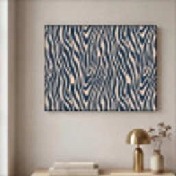 Zebra - Patroon - Blauw - Beige Textielframe zwart klein 947 -sfeer2