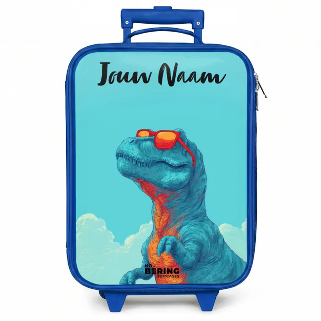 Kinderkoffer blauw met naam - Dino - Zonnebril - Blauw