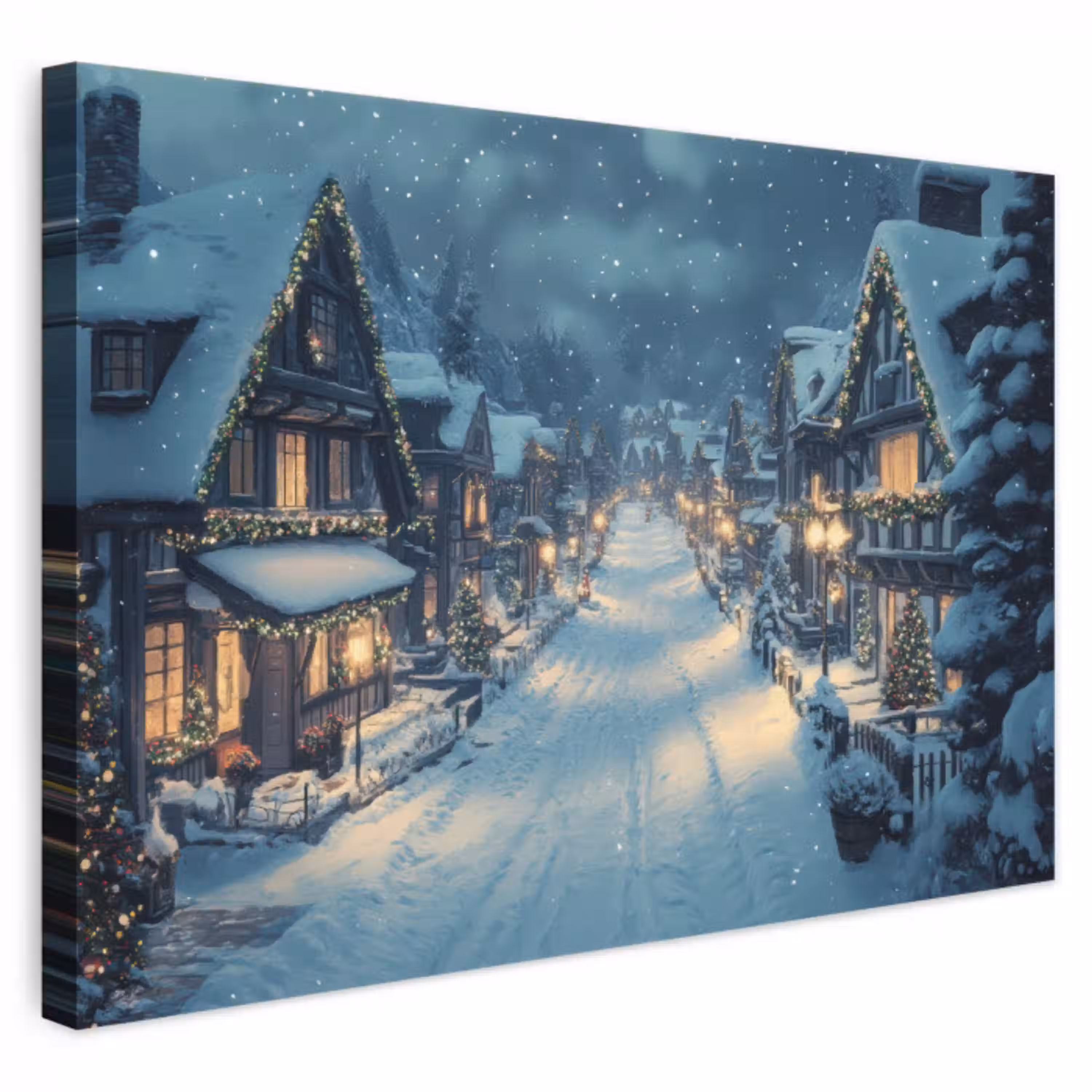 Kerstdorp - Kerst - Sneeuw - Winter canvas 2cm klein -3d