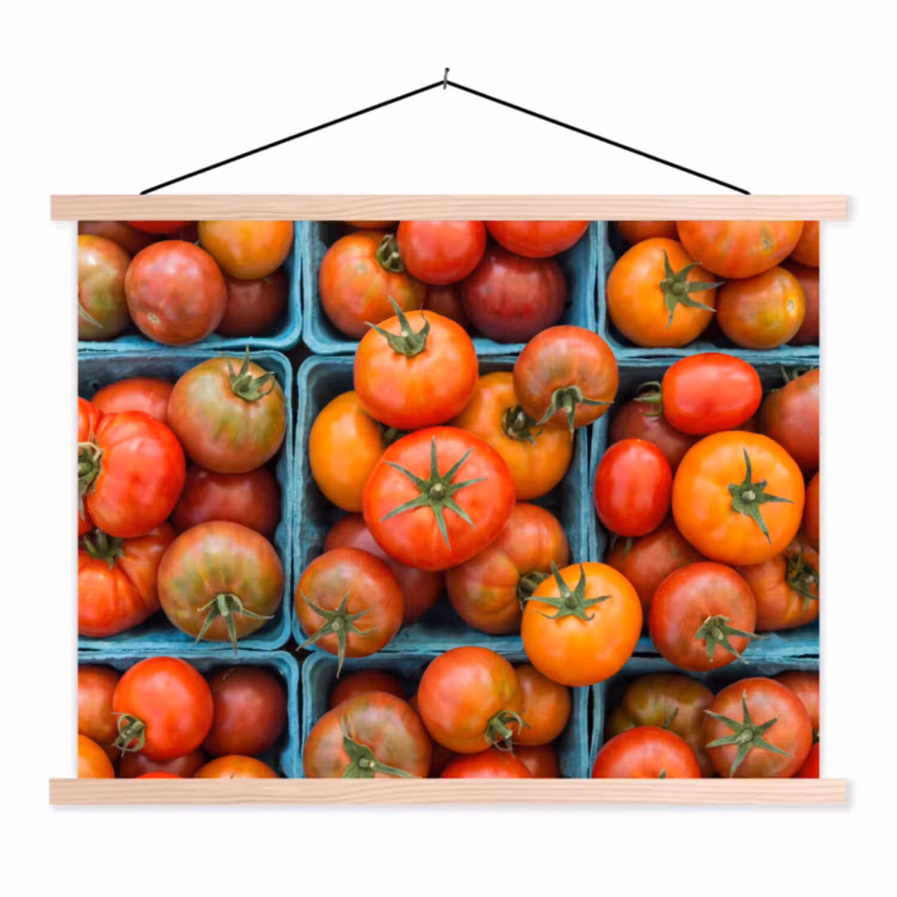 Tomaten - Eten - Kleurrijk textielposter latten blank klein -3d