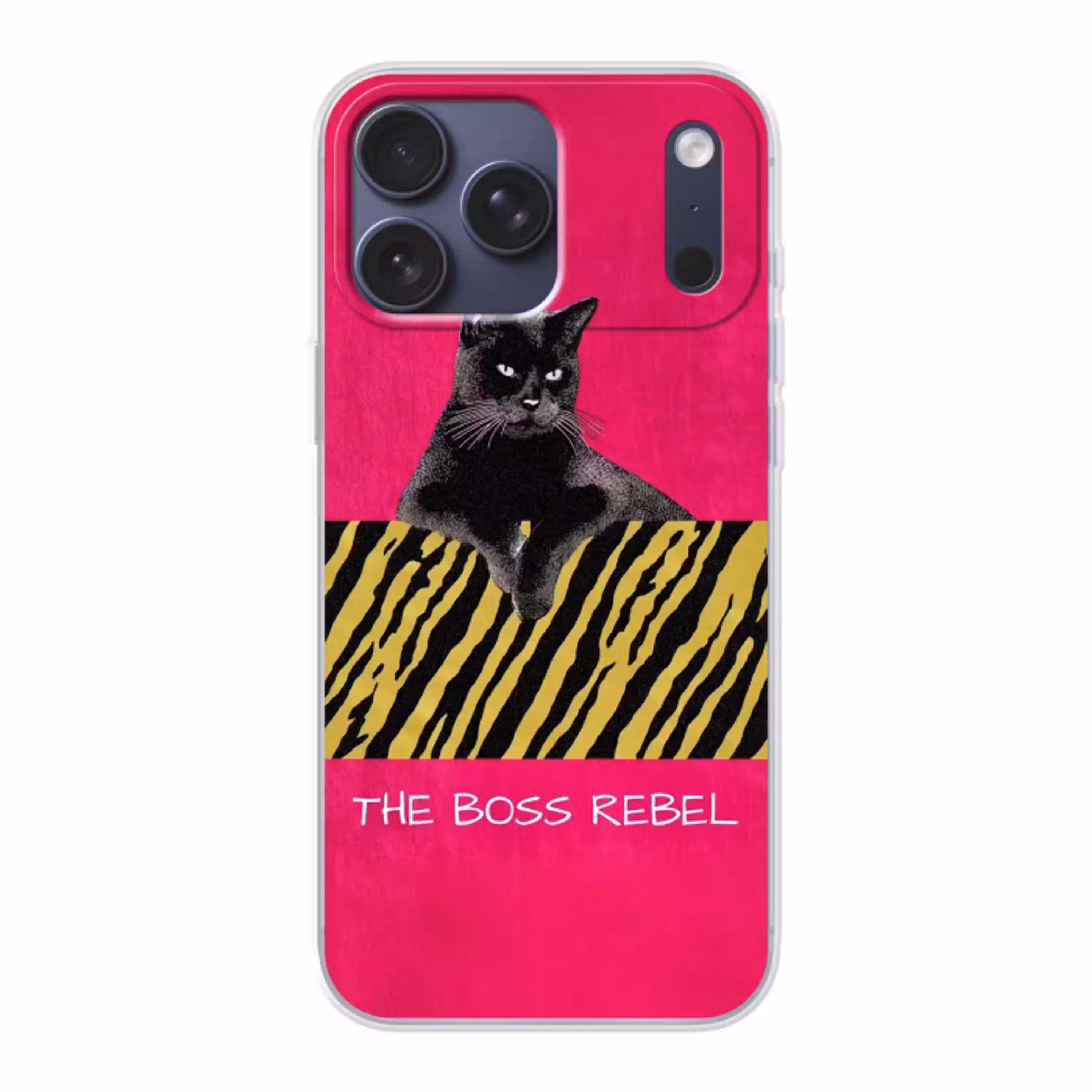Kat - Baas - Roze - Tijgerprint Telefoonhoesje iPhone 17 Pro Max klein -3d