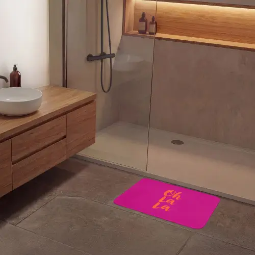 Oh la la - Roze - Oranje - Minimalistisch Badmat klein -sfeer2