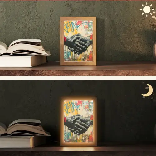Graffiti - Rozen - Handen - Street art Light Box met kabel (Tafellamp) klein -sfeer3