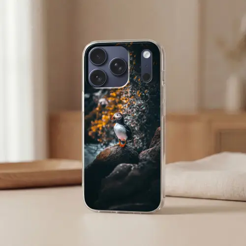 Papegaai - Vogel - Rots - Wit Telefoonhoesje iPhone 17 Pro klein -sfeer2