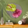 Planten - Anthurium - Groen - Roze Wandcirkel Organisch Aluminium middel -sfeer2