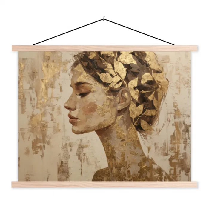 Vrouw - Goud - Abstract - Textuur textielposter latten blank klein -3d