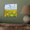 Zonnebloemen - Bloemen - Wolken - Natuur - Geel - Landschap plexiglas 5mm klein -sfeer3