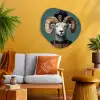 Geit - Hoorns - Kokskleding Wandcirkel Organisch Plexiglas middel -sfeer4