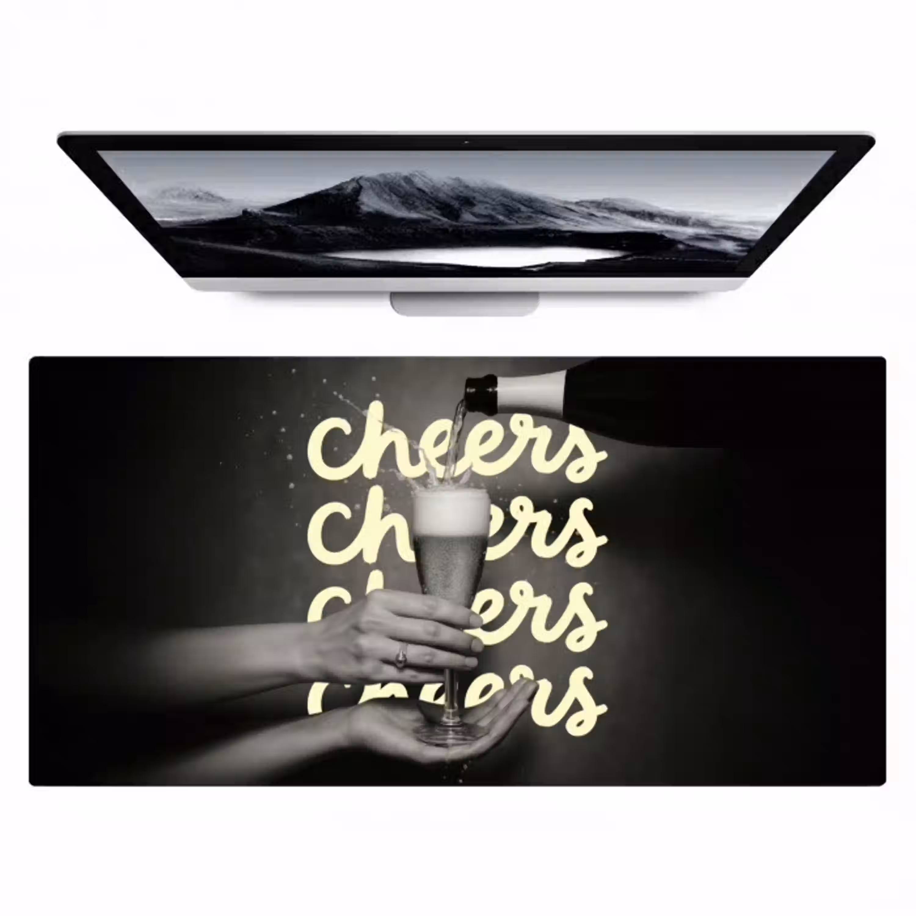 Cheers - Wijn - Zwart - Wit Muismat XXL klein -zzz3d