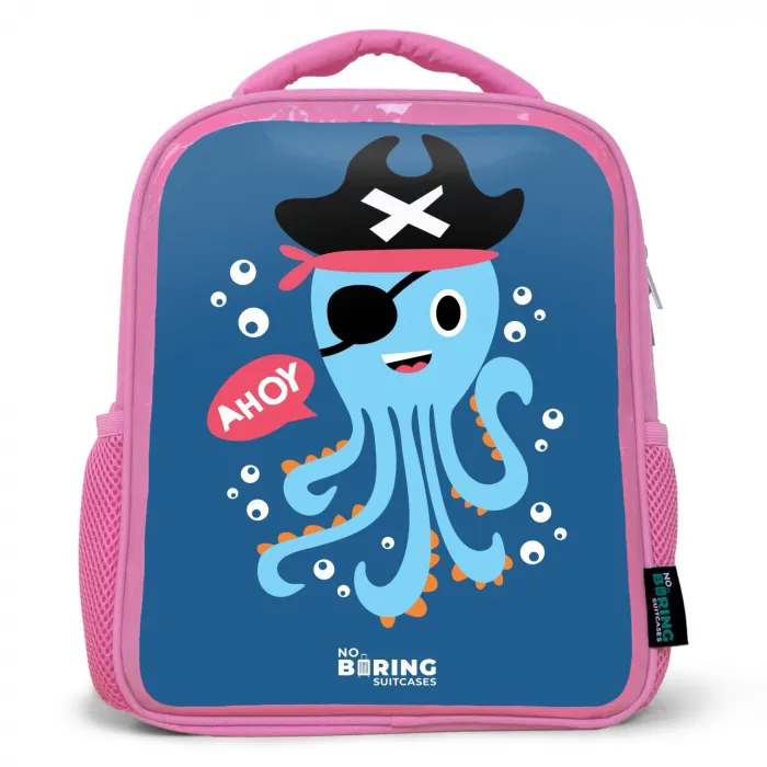 Piraten octopus met een hoed Kinderrugzak - Roze middel -3d