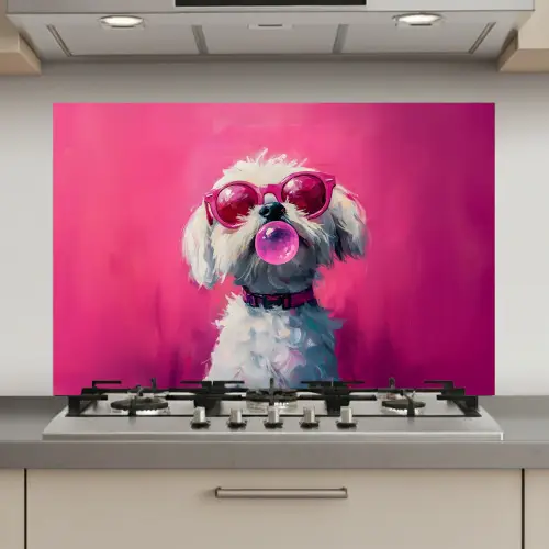 Pink - Hond - Bubbel keuken achterwand spatscherm klein -3d_website