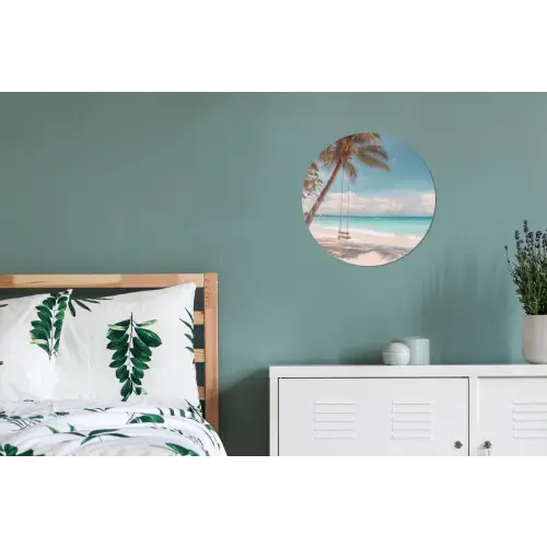 Palmboom - Schommel - Strand - Lucht Wandcirkel aluminium klein -slaapkamer