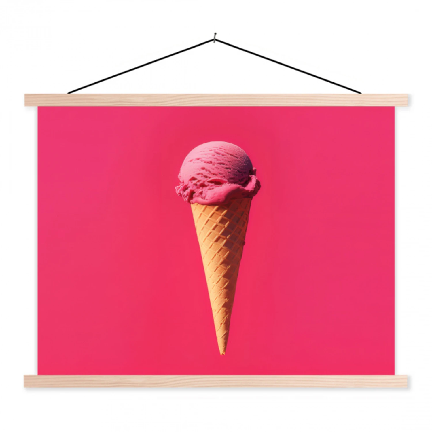 Schepijs - Roze - Hoorntje textielposter latten blank klein -3d