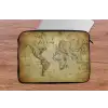 Wereldkaart - Vintage - Antiek - Bruin - Papier laptophoes neopreen klein -tafel