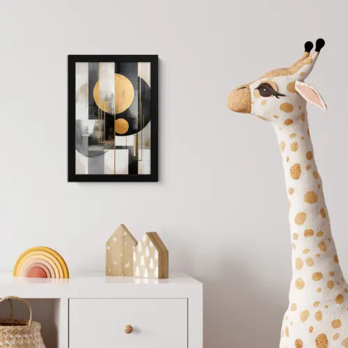 Abstract - Goud - Zilver - Vormen - Aesthetic - Modern fotolijst zwart zonder passe partout klein -usfeer4_kinderkamer