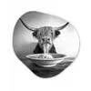 Schotse Hooglander - Spaghetti - Dieren - Zwart wit Wandcirkel Organisch Aluminium middel -3d