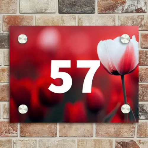 Rode tulpen - Traditioneel Naambord Rechthoek middel -sfeer3