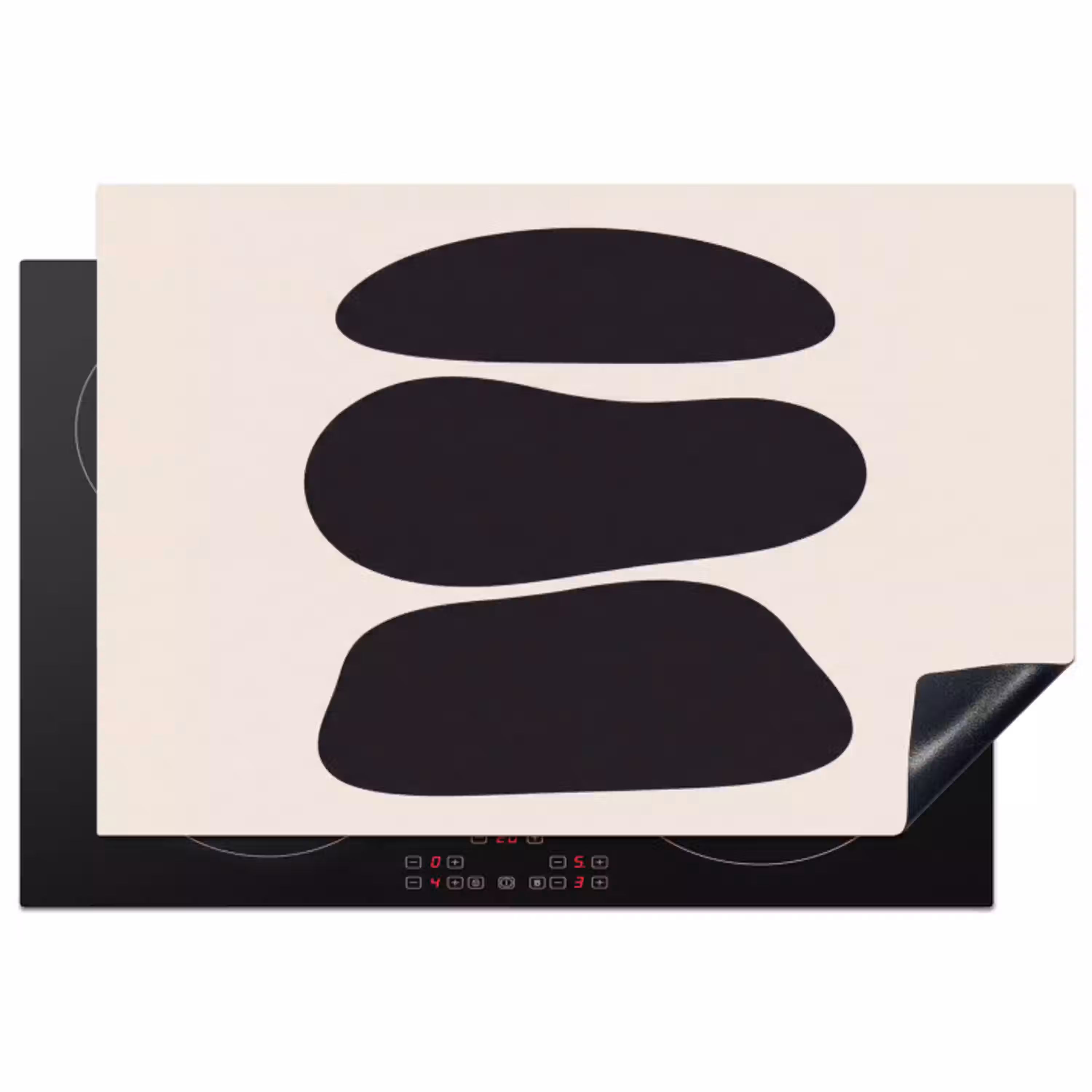 Vormen - Organisch - Zwart Inductie beschermer vinyl 3mm klein -3d