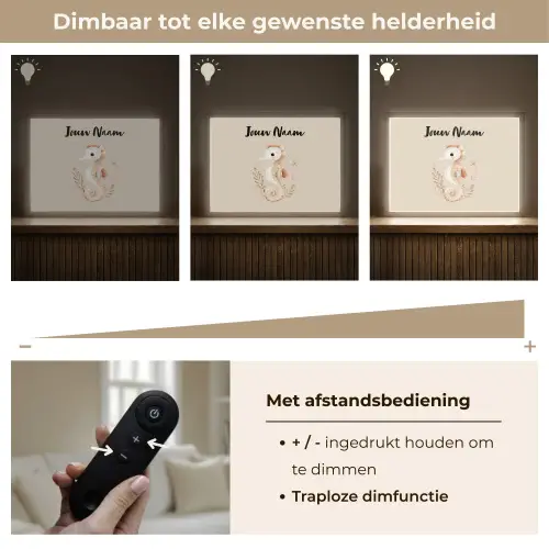 Zeepaardje - Zeewier - Beige Light Box met batterij (Wandlamp kind) middel -USP_dimbaarNL