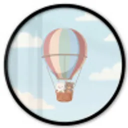 Luchtballon - Beren - Pastel Fotolijst rond zonder passe partout klein -3d