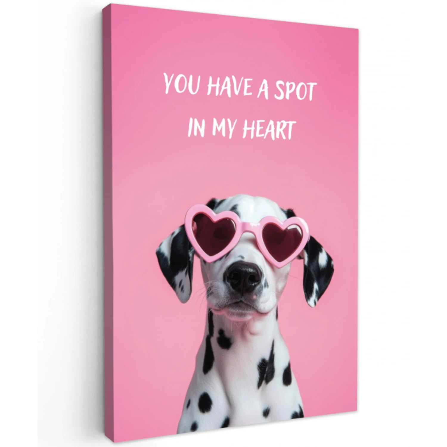 Hartjes - Hond - Valentijn - Roze Tuinposter op houten frame 2 cm dik klein -3d