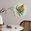 Dino - Bladeren - Grafisch - Groen Wandcirkel behangsticker klein -sfeer3