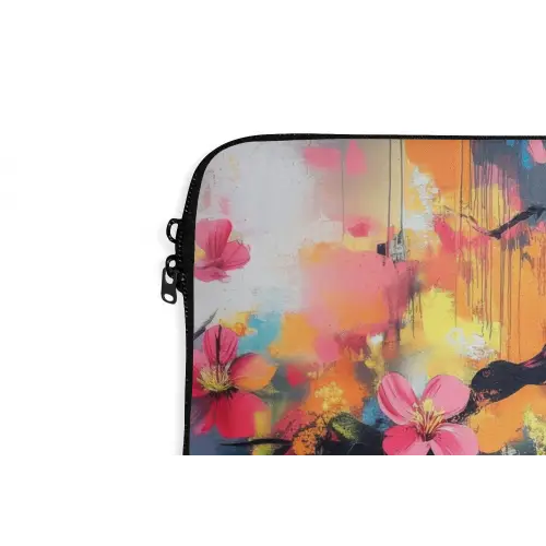 Bloemen - Tak - Artistiek - Roze laptophoes neopreen klein -detail