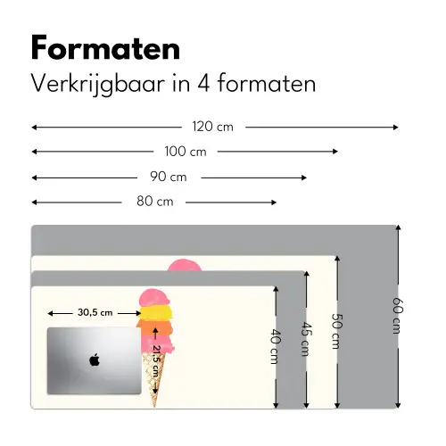 Schepijs - Hoorntje - Illustratie - Minimalistisch Muismat XXL klein -sfeer5