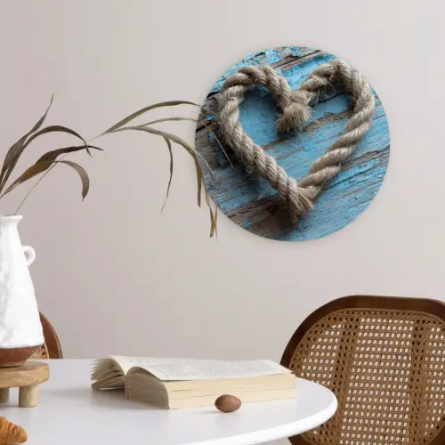 Hart - Touw - Hout - Rustiek Wandcirkel plexiglas klein -sfeer4