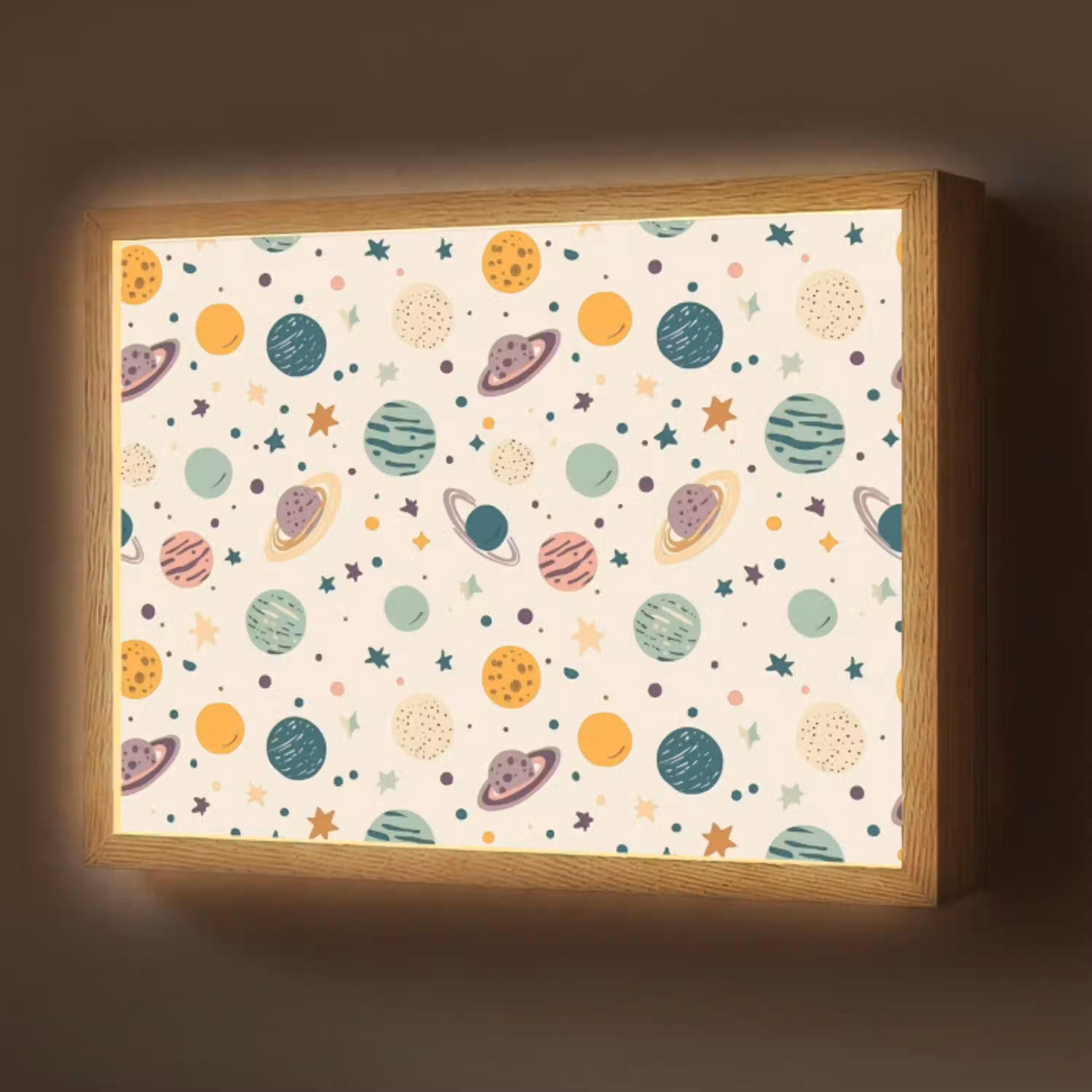 Planeten - Retro - Kleurrijk Light Box met batterij (Wandlamp) middel 907 -z3d_website