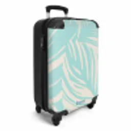 Grote bladeren in lichtblauw met beige NBS - Handbagage koffer - Unisex middel -productfoto_3d