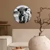 Schotse hooglander - Natuur - Koe - Zwart - Wit Wandcirkel kunststof plaat 5mm dik klein -sfeer1