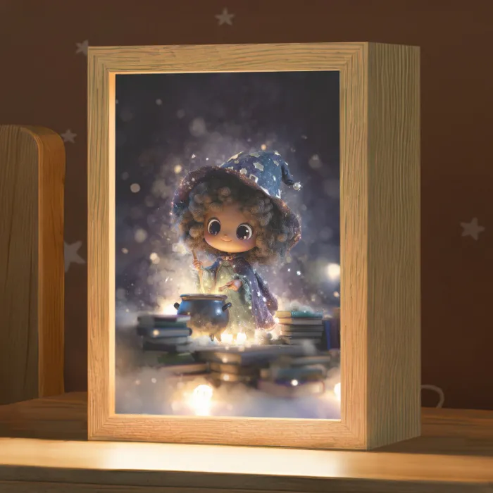 Meisje - Toveren - Sterren - Paars Light Box met kabel klein -zzz_3d_website