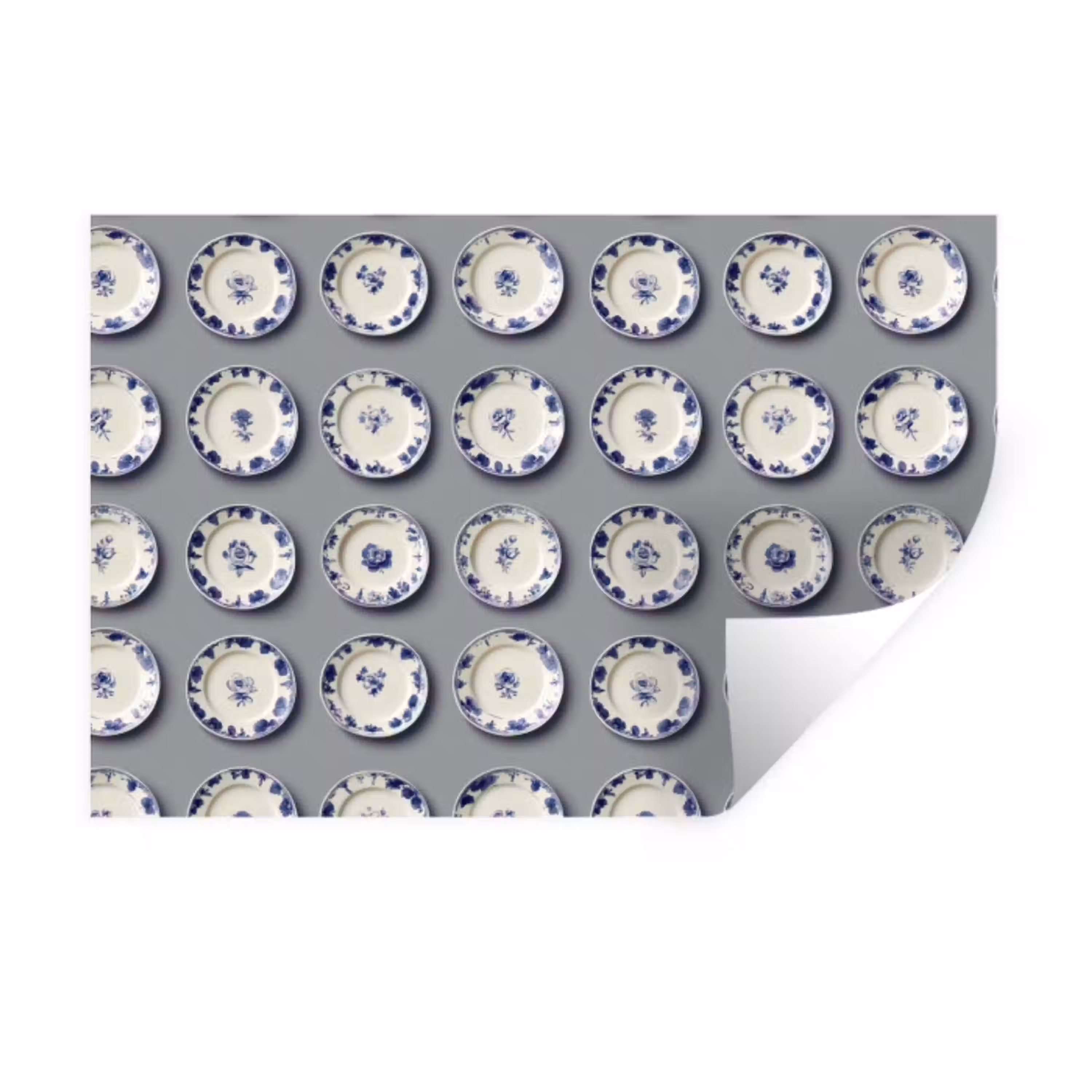 Borden - Bloemen - Blauw - Wit Muursticker klein 286 -3d
