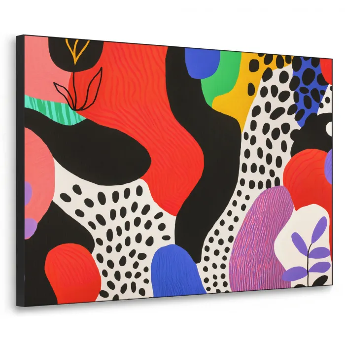 Abstract - Vormen - Kleuren - Stippen Textielframe zwart klein -3d