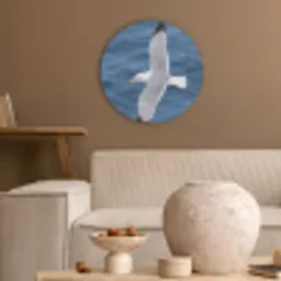Zeemeeuw - Oceaan - Blauw Akoestische PET Vilt - Rond klein -sfeer1