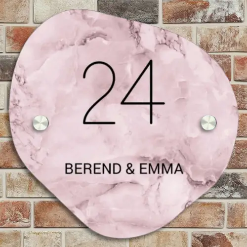 Roze marmer - Klassiek Naambord Organisch middel -sfeer10