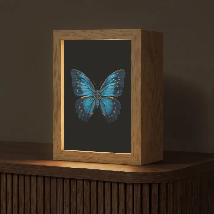 Vlinder - Blauw - Contrast Light Box met kabel (Tafellamp) klein -z3d_website