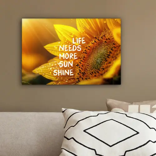 Zonnebloem - Close up - Geel - Quote canvas 2cm klein -sfeer3