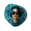 Vrouw - Bloemen - Vlinders - Blauw - Abstract Wandcirkel Organisch Forex 3mm klein -3d