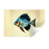 Blauw - Kieuwen - Vis - Illustratie Muursticker klein -3d