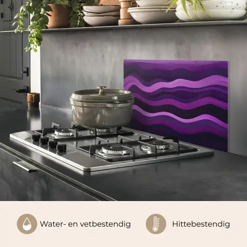 Lijnen - Golven - Paars - Abstract keuken achterwand spatscherm klein -usp_NL