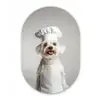 Hond - Wit - Kok Wandcirkel Ovaal Forex klein -3d