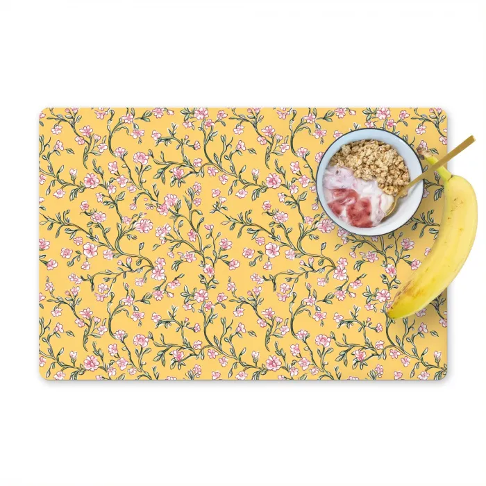 Bloemen - Motief - Geel Placemat vinyl groot 368 -zzzproduct_Kitchenyeah-website