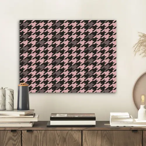 Plaid - Patroon - Zwart - Roze PET vilt klein 837 -sfeer1